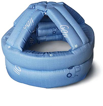 MHOYI Casque, épaissir les personnes âgées chapeau de protection anti-chute tête protection oreille pare-chocs chapeau maison coton respirant. Bonnet réglable avec velcro (Bleu)