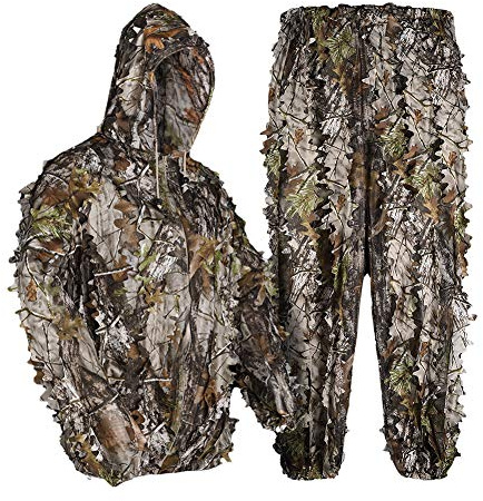 LOOGU Traje de camuflaje ligero de hojas 3D para adultos, ideal para airsoft, caza, fotografía de vida silvestre, observación de aves, Halloween, tiro