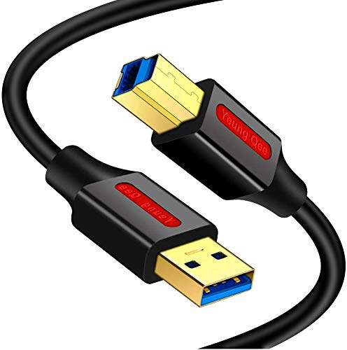 Yeung Qee USB 3.0 Cable A Male to B Male 10 ft,Superspeed USB 3.0 Type A to B Male Cable Compatible with Printers,Docking Station,External Hard Drivers,Scanner,USB Hub and More Devices (10FT/3M)