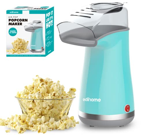 Edihome, Palomitera, Eléctrica, Máquina palomitas, 1200 W, Palomitero, Incluye Cuchara Dosificadora, Palomitas de Maíz listas en 2 minutos, Popcorn (Azul)