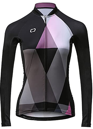 CATENA Maillot de Cyclisme à Manches Longues pour Femme Hauts de Vélo de Montagne Short de Vélo VTT de Route Vêtements Respirant à Séchage Rapide pour Femme (XL, Rose)