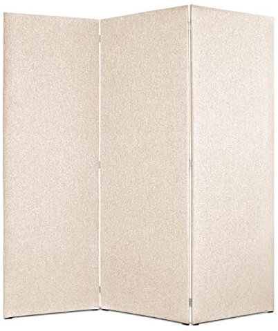 DESHOME - Separe divisorio interno dal design moderno, tessuto idrorepellente struttura in legno 3 ante - Separè divisorio paravento richiudibile pieghevole (Beige)
