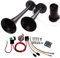 FARBIN Auto Horn 12V 150db Super Loud Air Horn, Dual Trompete Zug Hupe Kit für LKW, LKW Hupen mit Kompressor und Kabelbaum (12V, Schwarzes Doppelrohr Luft Hupe)