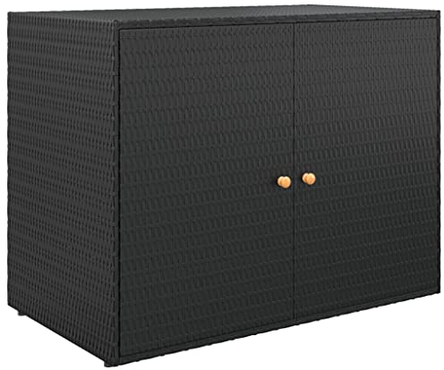 vidaXL Gartenschrank Geräteschrank Haushaltsschrank Aufbewahrungsschrank Beistellschrank Schrank Garten Balkon Schwarz 100x55,5x80cm Poly Rattan