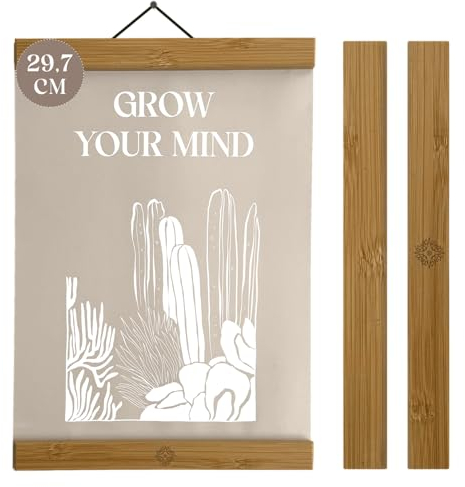 LEBENSKOMPASS® Magnetische Posterschiene A3, Posterleiste Bilderrahmen aus Bambus 30 cm für Wandbilder, Fotos, Holzrahmen Bilderleiste Klemmleiste