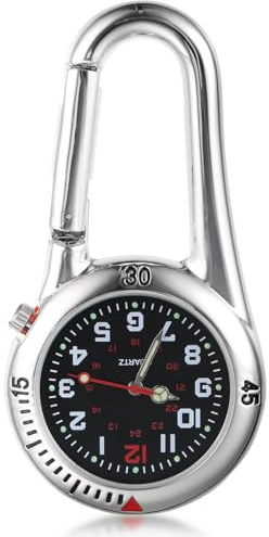 ertlutw Karabiner Taschenuhr, Taschenuhr mit Karabiner Karabineruhr Schwesternuhr mit Karabiner Digital Uhr Schwesternuhr mit Clip für Ärzte Krankenschwestern Radfahrer Kletterer Rucksack Unisex