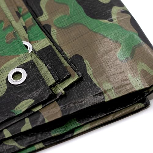 Bâche de Protection Imperméable 3 x 4 m - Pour Extérieur et Jardin - En Bois - Avec Œillets - Camouflage - Puce EW 1 TMV24