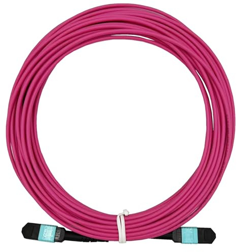 Elfcam® - 30 m MPO-OM4 12-Faser Multimode-LWL-Kabel, B-Typ, Lila, MPO Female to MPO Female, Optimiert Für 40G QSFP+ SR4/CSR4 Und 100G QSFP28 SR4 in Hochdichte-Rechenzentren