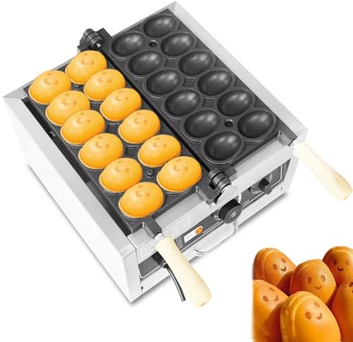XGHDPBM Gaufrier Commercial à Bulles d'œufs, gaufrier électrique antiadhésif en Forme de Boule d'œufs de 1,8 KW, Machine à crêpes chauffante Double Face en Acier Inoxydable for Restaurant et Maison