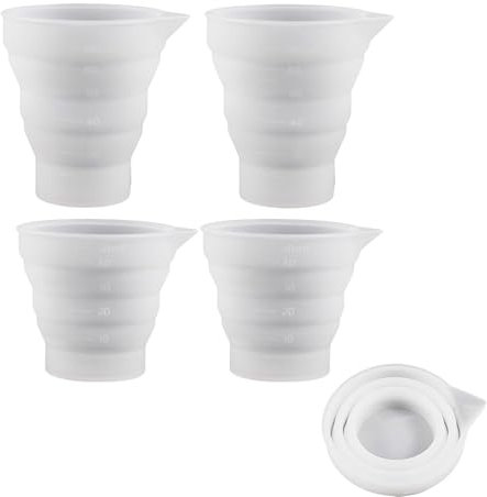 4Pcs Dosing Ball for Liquid Detergent, Measuring Jugs, Washing Machine Balls for Liquid Foldable Laundry Liquid Dosing Measuring Cups with Scale Suitable for Molds Paint Pouring Kitchens Laboratories