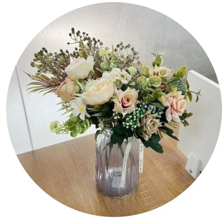 GRSTREE Fiori artificiali, 4 fasci di peonie realistiche, rosa, fiori di seta per casa, decorazione interni, matrimoni, feste, piante artificiali, esterni, ben miscelati