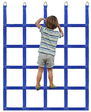 Cuerda Jungle Gym – Red de escalada de poliéster duradera, escalera de juego portátil al aire libre | Estructura de escalada ajustable para niños en el patio trasero, casa del árbol, accesorios de