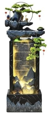 Fontaine Cascade Fontaines à Circulation d'eau sur Pied, Ornements Feng Shui attirant la Fortune for Le Salon, Accessoires for la Maison Fontaine d'eau extérieure