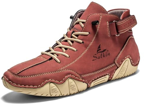 Basket Montante Homme en Cuir Chaussures de Randonnée Homme Running Bottine Imperméable Chaussure de Travail Chaussure Orthopédique Baskets et Chaussures de Sport Marche Sneakers Mocassin Basquettes