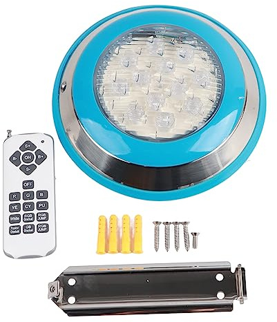 LED Pool Light RGB Underwater Light AC12V 12W 1200LM IP68 Vattentät med 18 nyckelfjärrkontroll för simbassänger och landskapsbelysning (12W)