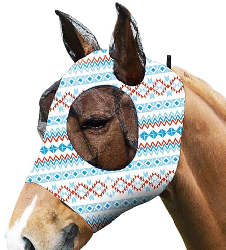 Protección contra Moscas de Caballo, Hardware ventilado Profesional, Accesorios Resistentes con protección UV, diseño de Malla translúcida Reforzada + Ajuste ergonómico cómodo, polímero