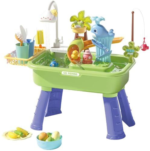 Kaeltsyn Set Giochi Acquatici educativi con Gioco Uccelli rotanti e Area Lavaggio per Bambini Che imparano Attraverso Le Bambole