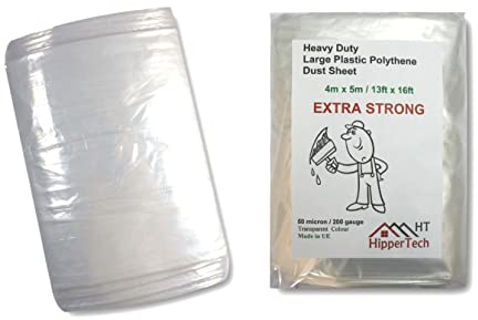 Extra Strong 4m x 5m Heavy Duty Large Plastic Polythene Dust Sheet 13ft x 16ft Painting Masking (Floor Windows) *ODORLESS (1x Extra Strong Large Polythene Dust Sheet)