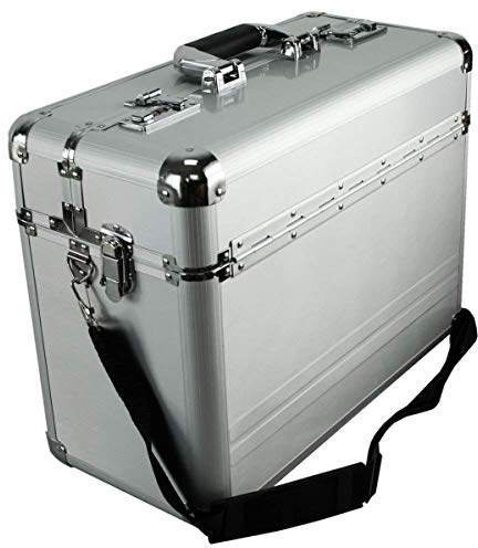 Bowatex Aktenkoffer Umhänge Gurt Alukoffer Pilotenkoffer Alu Koffer Silber 46cm