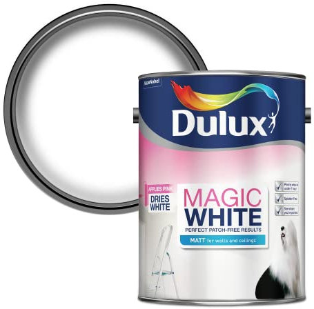 Dulux Magic White Matt Paint for Walls and Ceilings, Pure Brilliant White 5L
