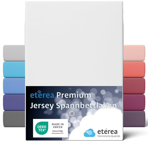 etérea Premium Spannbettlaken 140x200cm - 160x200cm Weiss – extra Jersey Spannbetttuch bis 25cm Höhe – 160 g/m² gekämmte Baumwolle – Boxspring & Normale Bettlaken