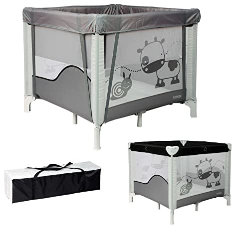 Looping - Parc Bébé Pliable 90 x 90 cm Black Emotion | Avec Réhausseur et Réglable sur 2 Niveaux, Sac de Transport Inclus | Pour Bébé & Enfants jusqu'à 15kg