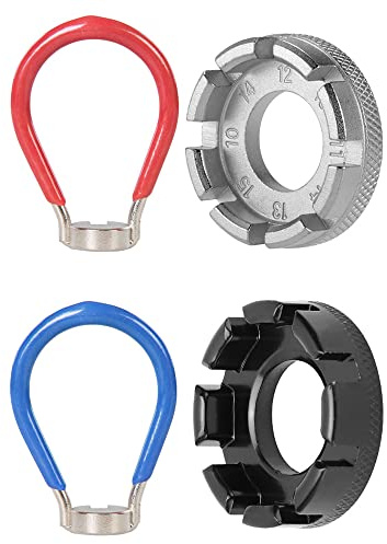 Saipe 4pcs Bike Spoke Wrench Tool Bicycle Wheel Spoke Truing Tool Bike Rim Correction Kit Spoke Adjuster for Adjust Cycling Wheel Tension