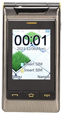 Senior Flip Phone, 3G Dual SIM olåst Senior Flip-mobiltelefon med 3-tums dubbel skärm, stor knapp, SOS-knapp och 5900 mAh batteri, enkel att använda grundläggande mobiltelefon för(Missfärgning)