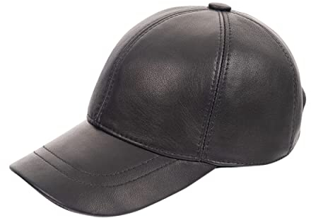 Zessano Echtleder Baseballkappe für Herren und Damen - 100% Schafsleder Unisex Baseball Cap - Verstellbar, Einfarbig, Einheitsgröße, Sonnenmütze (Schwarz)