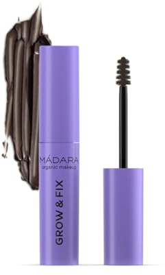 MÁDARA Organic Skincare | Grow & Fix Tinted Brow Gel, #4 Ash Brown, 4.25ml – Tints Brows with Natural Mineral Pigments, Adds Volume and Hold, Supports Eyebrow Growth, Rich in Peptides