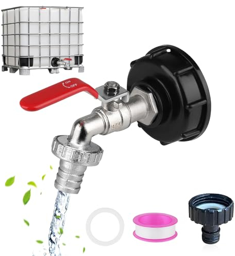 mizikuu Adaptador de tanque IBC, depósito IBC Adaptador Agua de 1000 Litros durable Conector de Grifo Accesorios para depósito IBC 3/4 Grifo S60 x 6 para Conectar a la Salida de Depósito
