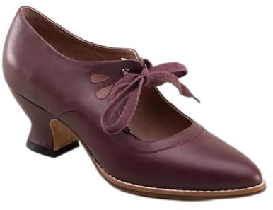 ZIRIA Escarpins rétro Mary Jane pour femme - Style vintage - À lacets - Talon bas - Chaussures Derby - Grande taille