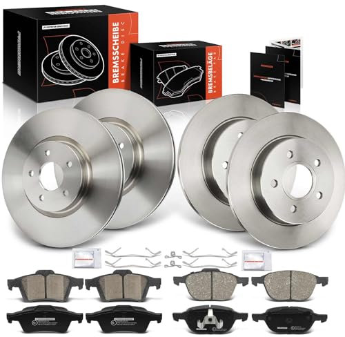 Frankberg 4x Bremsscheiben + 8x Bremsbeläge mit Bremsenschmiermittel Kompatibel mit Focus C-Max DM2 2003-2007 Focus II DA DP HCP 2004-2012 Replace# 3M512C375A1D