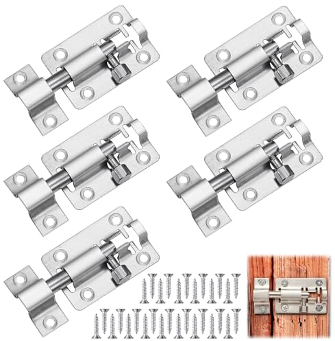 5 Piezas Pestillos para Puertas, Cerrojo Perno de Puerta de Acero Inoxidable, Perno de Puerta con Tornillos, Cerrojo Puerta Cerrojos de Puerta Bloqueo para Puertas, Ventanas, Armarios, Cercas