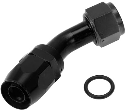 A ABSOPRO Male Flare Reducer Hose Fitting Adapter TF-1001-AN12 45° Fuel Line Connector Aluminum with O-ring Black