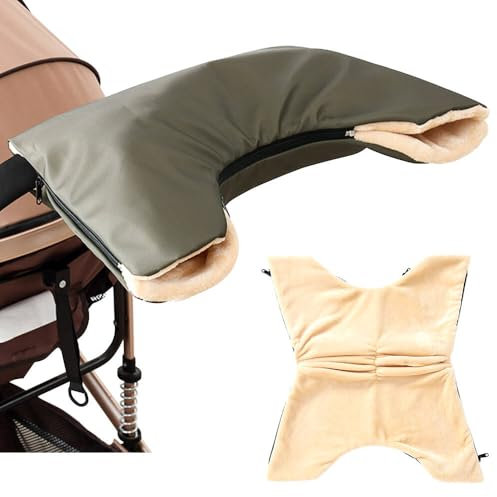 Tyuodna Kinderwagen Handwärmer mit Fleece,Wasserfest Winddicht Kinderwagen Handschuhe,Handmuff für Kinderwagen,mit Dreiseitigem Reißverschluss Perfekt als Kinderwagen Zubehör (Grün)