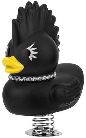 Pato Goma Oscuro, 5,7cm Altura Novedoso Patitos Goma Góticos con Resorte Patitos Goma Oscuros Únicos Divertidos Patitos Punk Juguetes Baño y Regalos Decoración Automóviles(Pato Roca)