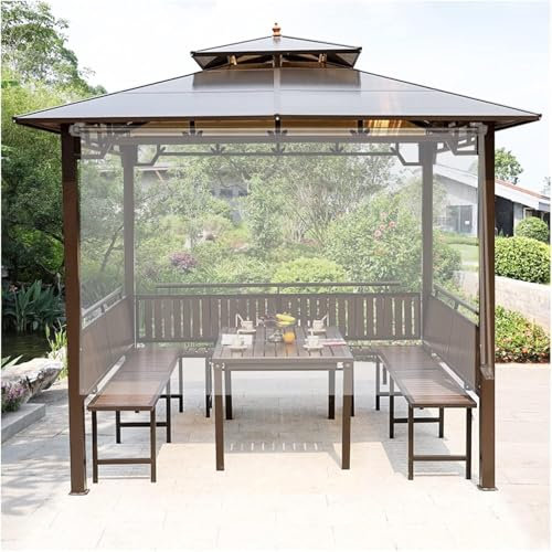 HynJGih Rullgardiner Genomskinlig vattentät rulljalusi, genomskinlig PVC utomhus rulljalusi, utomhusgazebo balkong rulljalusi(1.2x2m)