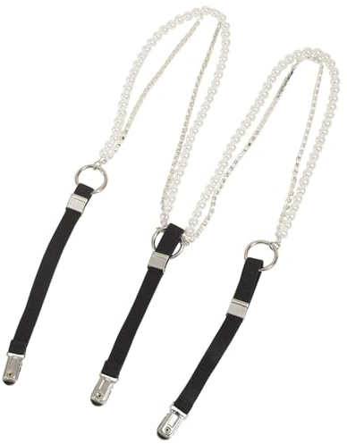 Bretelle nere da donna bretelle regolabili in plastica da 15, 8-25, 6 pollici con retro a forma di Y e strass catena per il corpo in perle per donne e ragazze regalo
