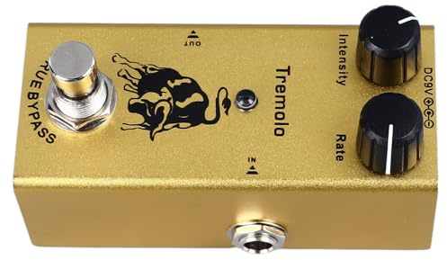 Vibrivio Elektrisk gitarr effektpedal, en typ Tremolo Pedal, aluminiumlegering bärbar minideffekt pedal för exakt justering, kompakt design, gitarrtillbehör