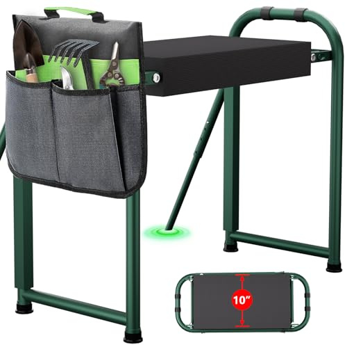 seasky Sedia pieghevole da giardino in ginocchio e seduta, panca da giardiniere anti-ribaltamento, ampia e spessa, con morbida imbottitura per inginocchiare, sgabello da giardinaggio resistente, con