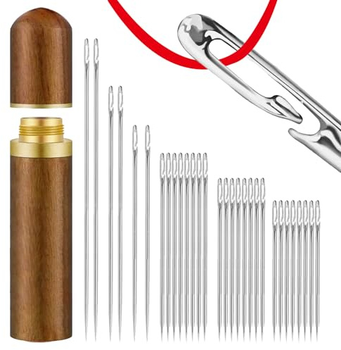 30 Pcs Large Eye Hand Sewing Needles Sewing Sharp Needles,Easy Threading,Beautiful in Appearance,Needles Yarn Knitting Embroidery,Threading Needle for Hand Sewing DIY（Six Sizes）