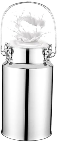 Milchkanne 10 Liter Edelstahl Mit Deckel, Milchkännchen Farm Milk Transport Can Milchkanne Mit Deckel Luftdichtes Edelstahl Luftdichtes Für Milch Und Wein Flüssigkeit,A-5Liter