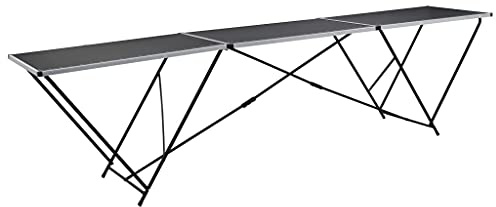 Sophrelle Mesa para empapelar Plegable de MDF y Aluminio 300x60x78 cm Negro,140718