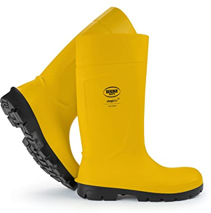 Bottes de sécurité de haute qualité, hommes, embout en acier et semelle en acier pour plus de sécurité, matériau souple et léger, adhérence optimale, pieds chauds et secs, industrie, jaune, EU 41