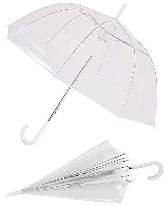 Ombrello Donna Ragazza Parapioggia a Cupola Trasparente In Pvc Lunghezza Stecche cm 61