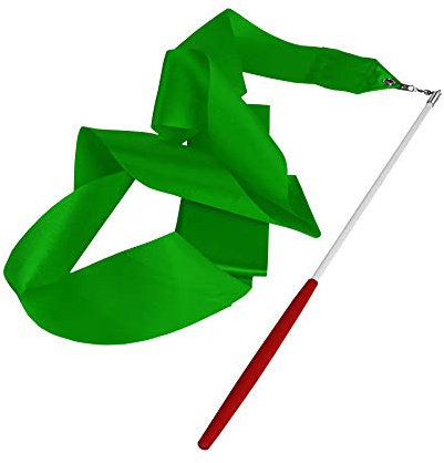 4M Dance Gym Ribbon Rhythmic Art Gymnastic Streamer Baton Twirling Rod UK (Green)