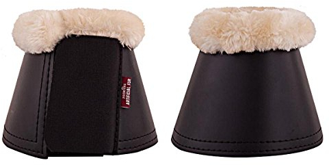 Premiere Springglocken aus Kunstleder mit synthetischem Lammfell, schwarz-natur (L)