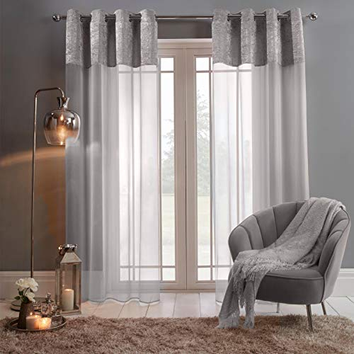 Sienna Curtains, Silver, One Size