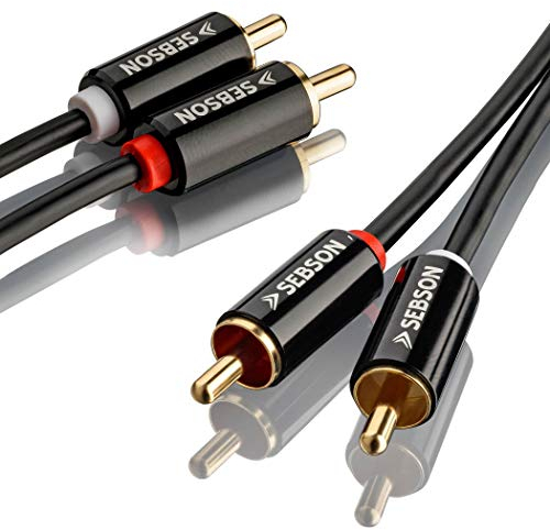 SEBSON Cinch Audio Kabel 0,5m, 2 zu 2 Cinch Stecker RCA, AUX Audio Kabel für Stereoanlagen, Verstärker, Heimkino und HiFi Anlagen